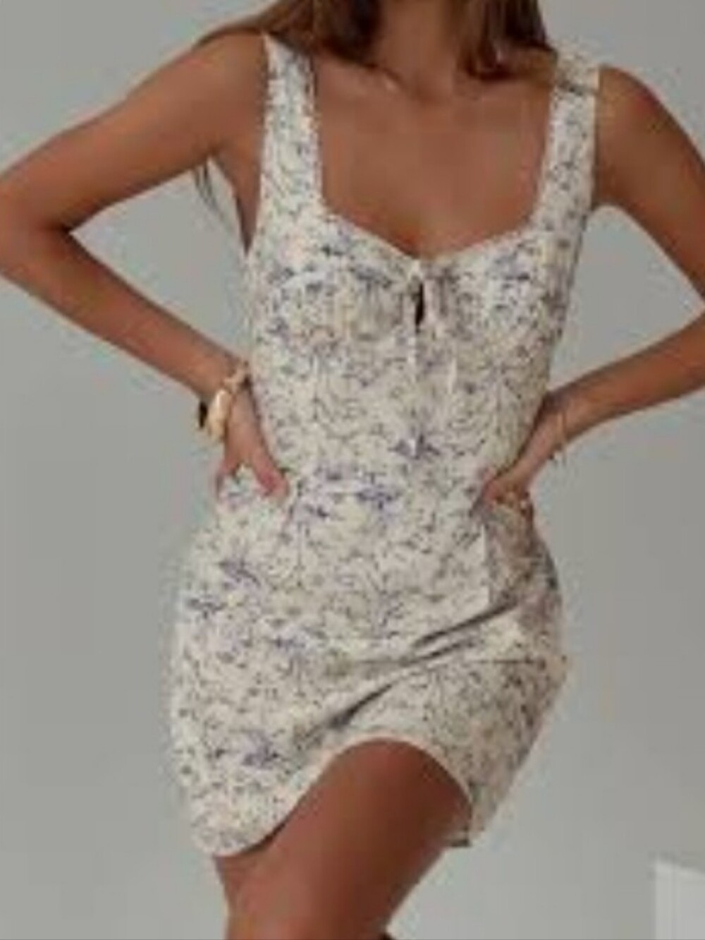 Princess Polly Cream Mini Dress with Blue Floral Print